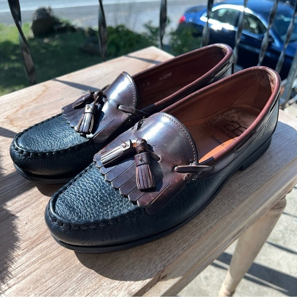 Allen Edmonds Loafers Mens Size 10D Nashua Brown/Black Leather Tassel - Picture 2 of 11